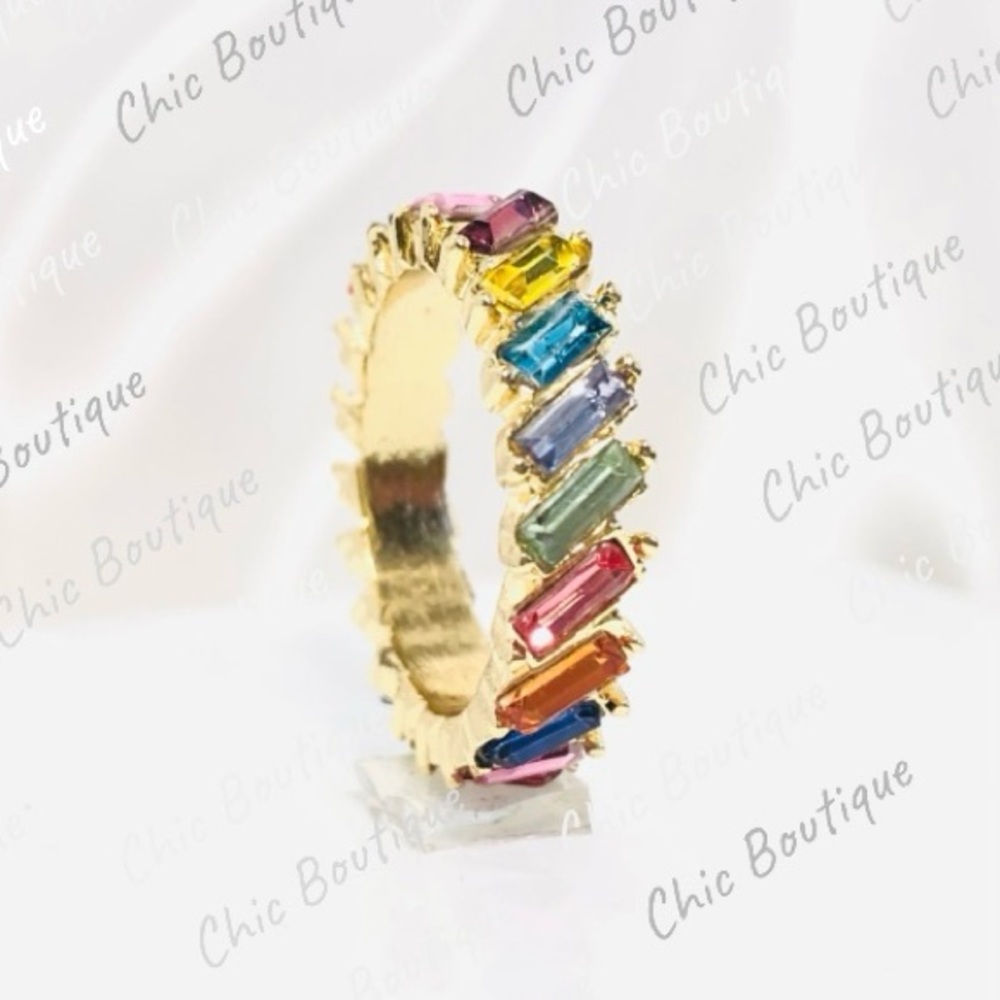 (505) Gold Plated CZ Multicolor Women's Ring